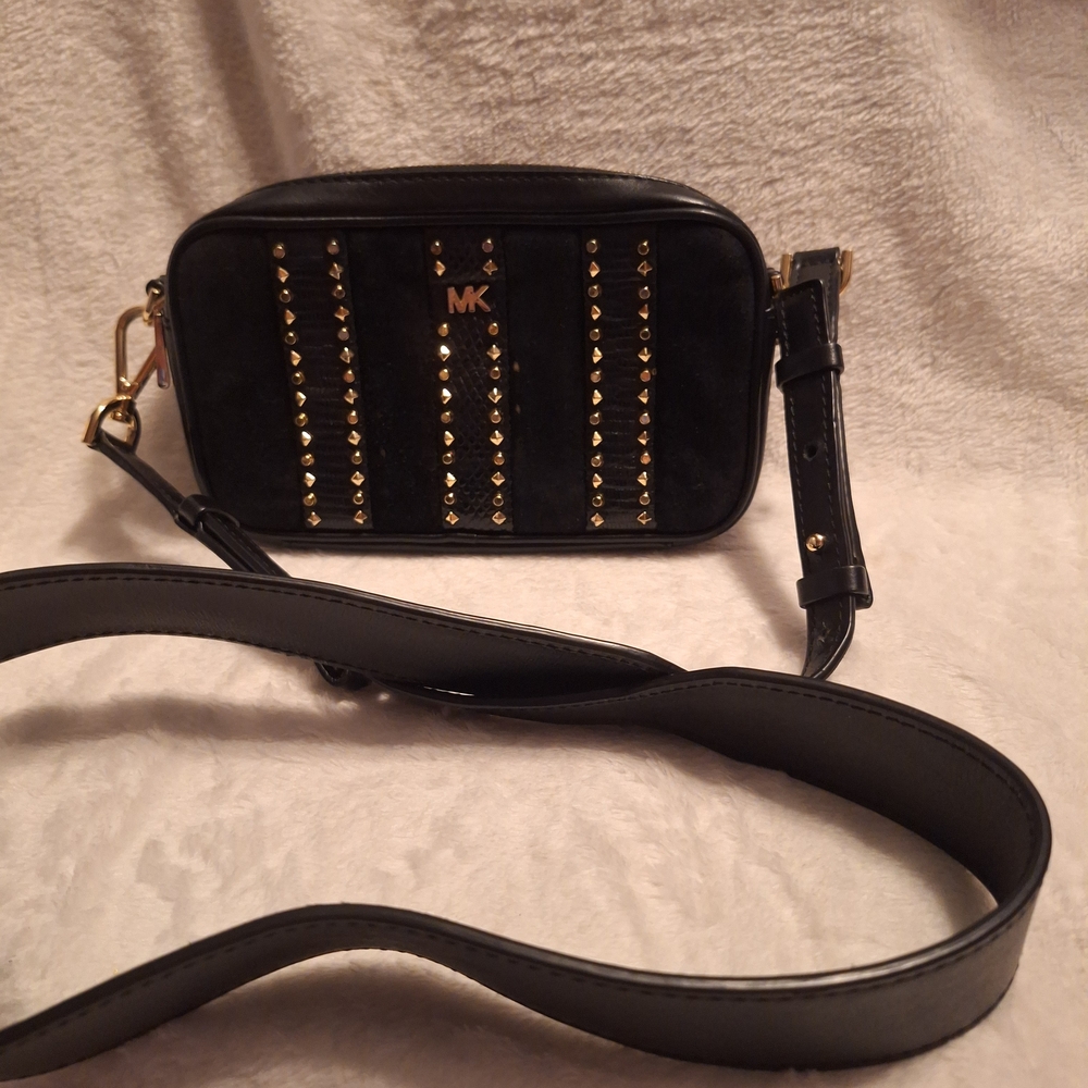 Michael Kors Black Crossbody Bag with Gold Studs
